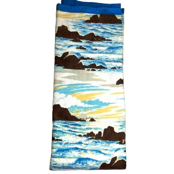 Vintage Beacon Sunset Isle Twin Full Blanket Blue Yellow Sea Ocean 72x90 New - Picture 8 of 9